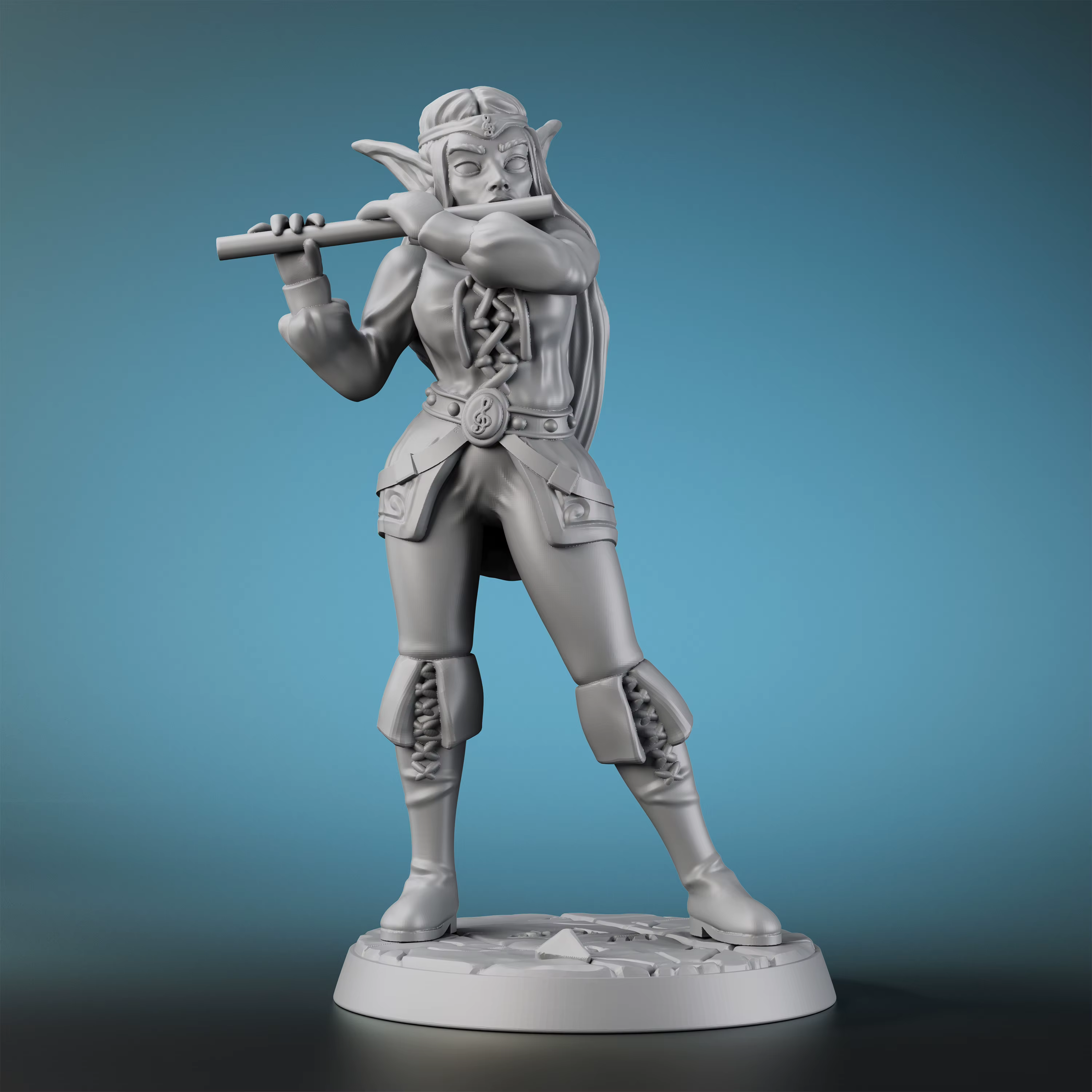 Elfe bardageur avec flûte – Accessoire de table pour jeux de rôle, pour maîtres de jeu et passionnés