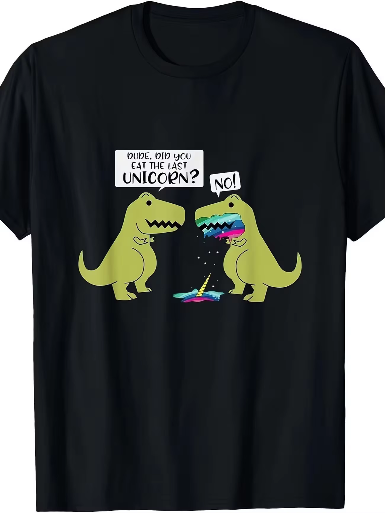 T-shirt unisexe « Did You Eat The Last Unicorn Dinosaur » Streetwear Oversize Décontracté d'été Humo