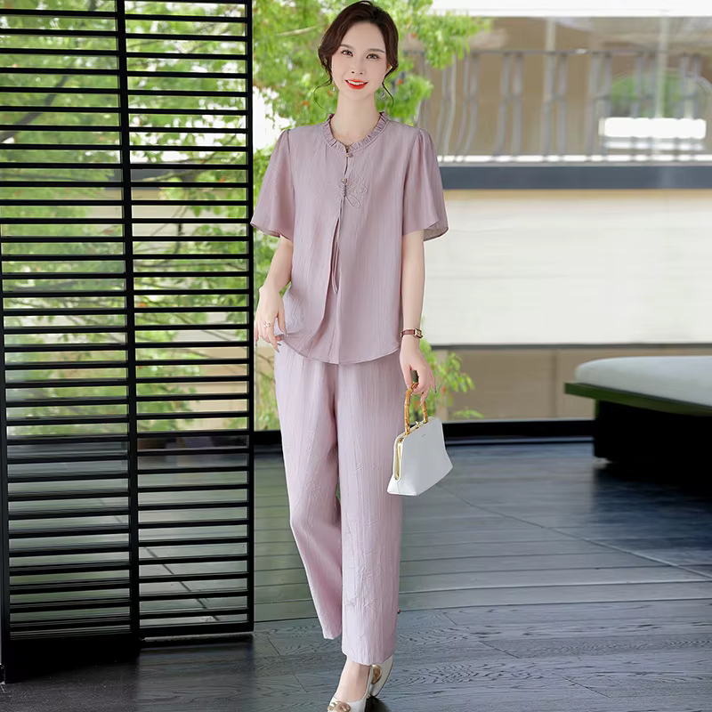 Ensemble deux pièces décontracté et léger pour femme de 50 ans, tenue d'été chic et élégante pour ma