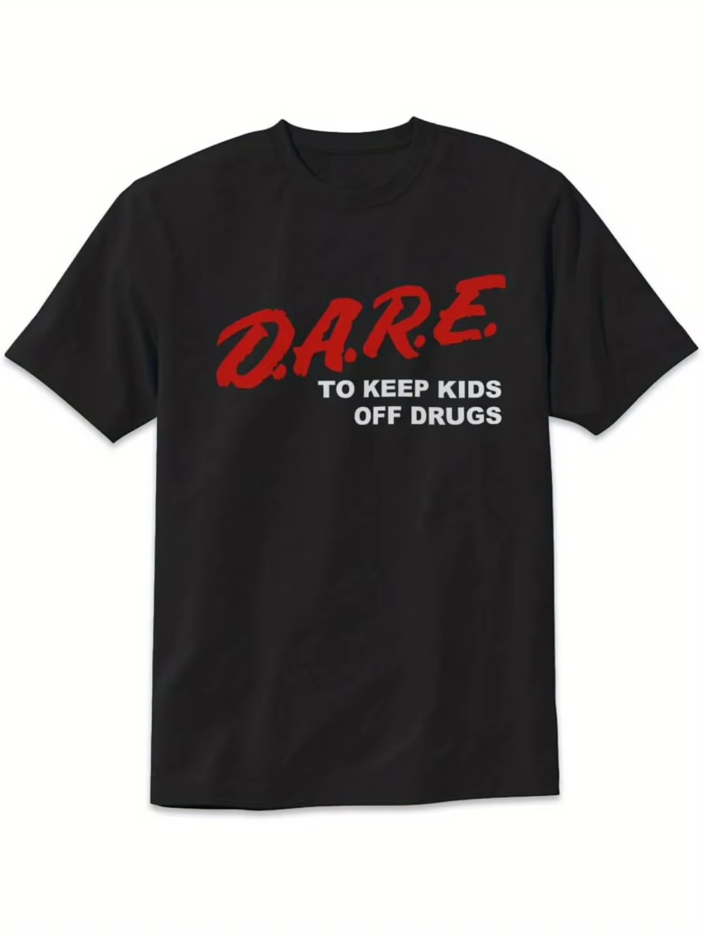 T-shirt noir pour homme avec motif rétro des années 90, inspiré du D.A.R.E. rétro. design. Chemise s