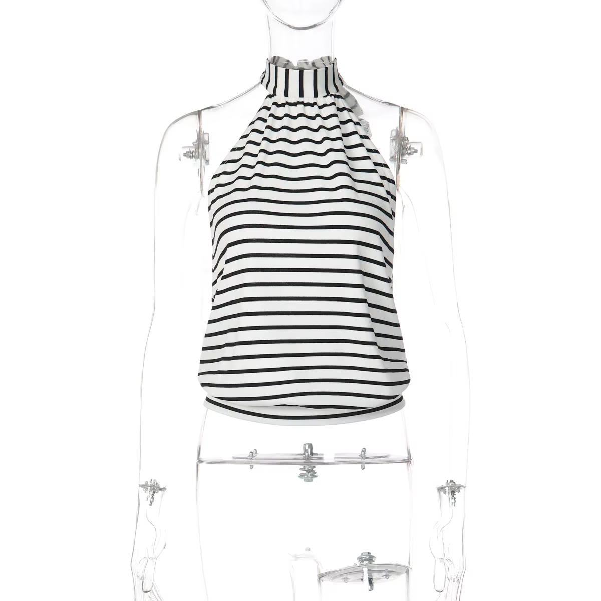 Vêtements pour femmes 2026 printemps et été nouvelle mode imprimé haut rayé personnalisé à lacets tr