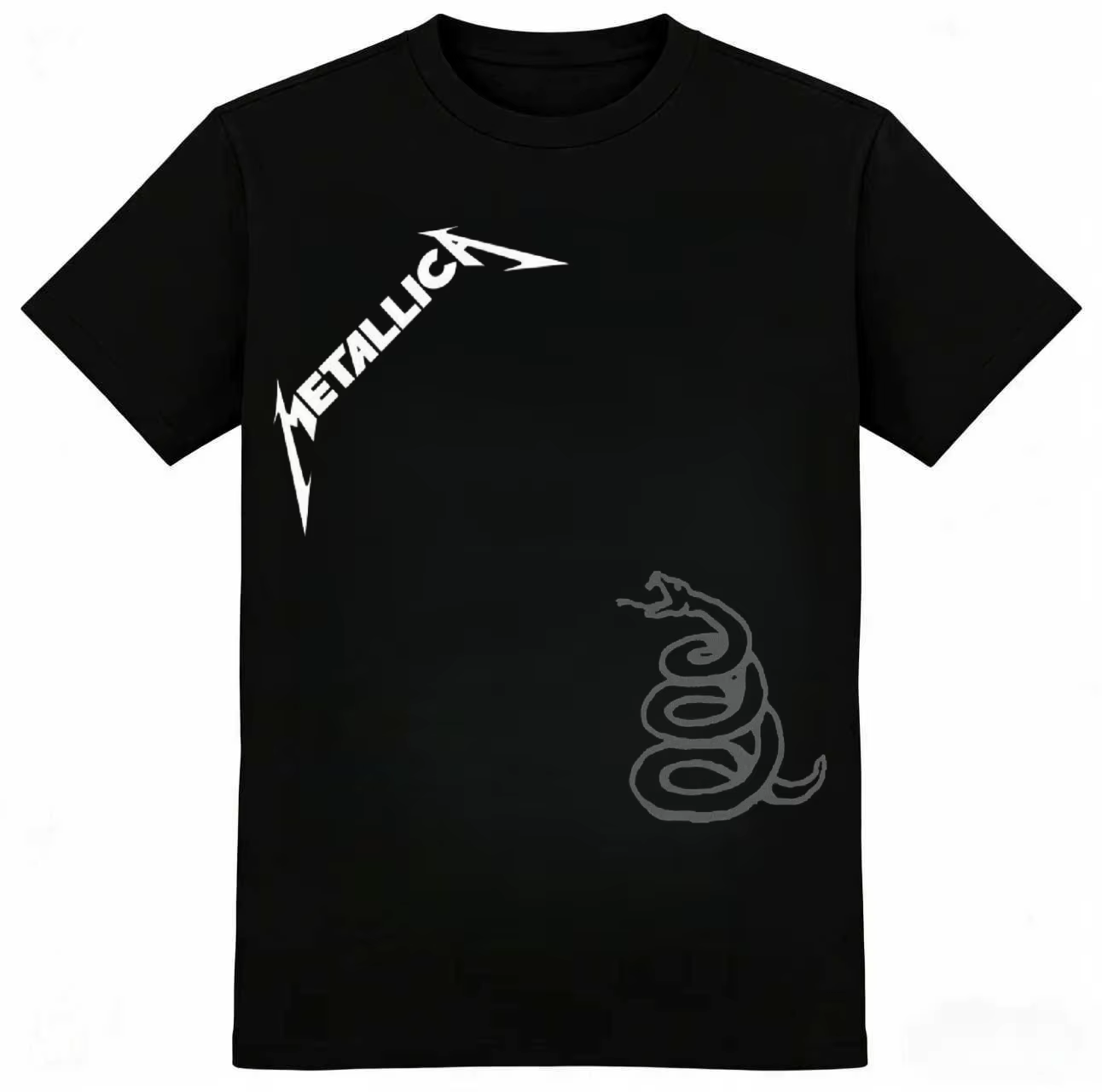 T-shirt Metallica à motif serpent imprimé pour hommes et femmes, t-shirt d'été décontracté à la mode