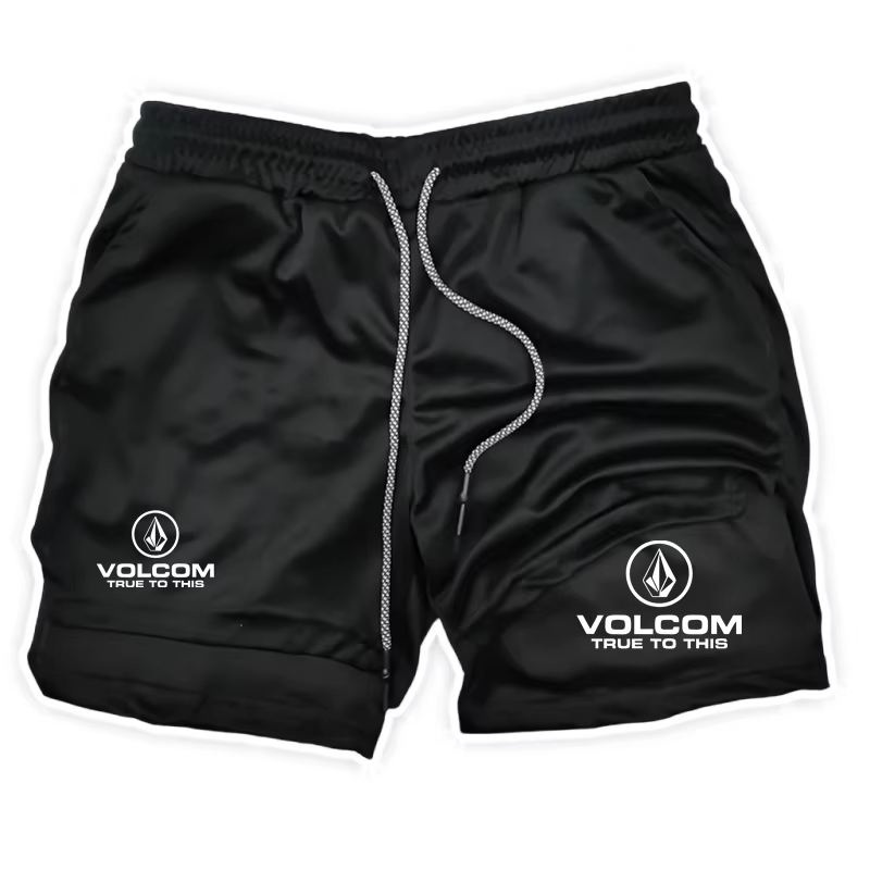 VOLCOM Short de sport imprimé 2 en 1 pour homme, short de sport chrétien avec doublure de compressio