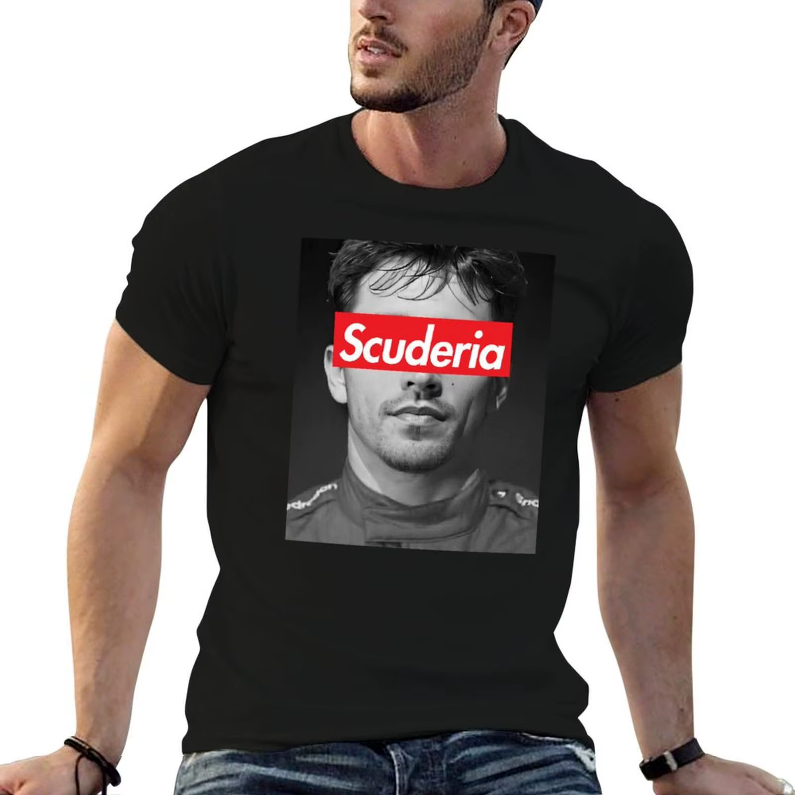 Leclerc Scuderia Portrait T-Shirt anime t-shirts surdimensionné homme t-shirts T-Shirt graphique