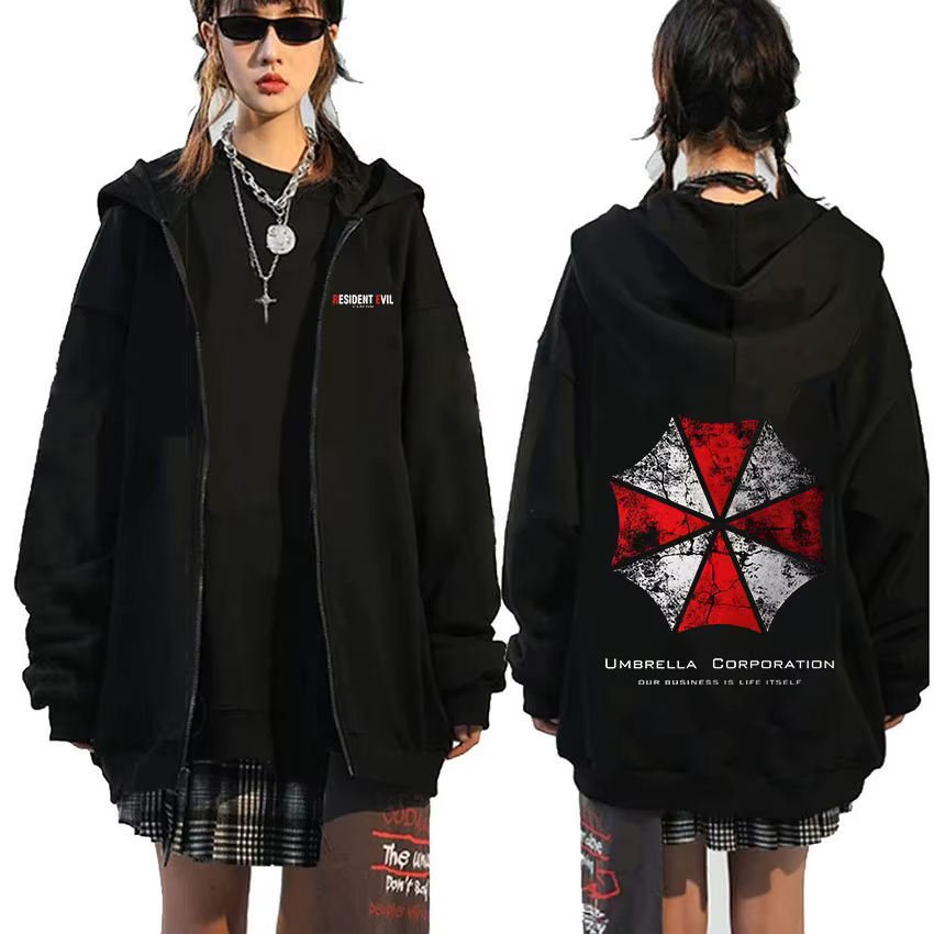 Sweat-shirt à capuche à fermeture éclair Resident Evil 4, pour fans du jeu CAPCOM, pull-over rétro à