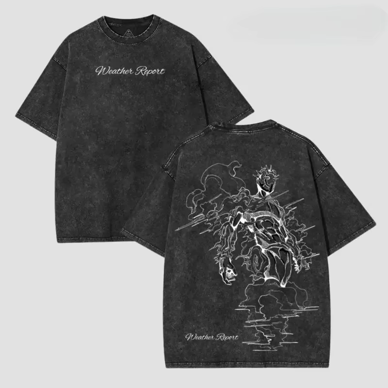Rapport météo JoJo's Bizarre Adventure vêtements hommes Manga T-shirts Vintage lavé t-shirt décontra