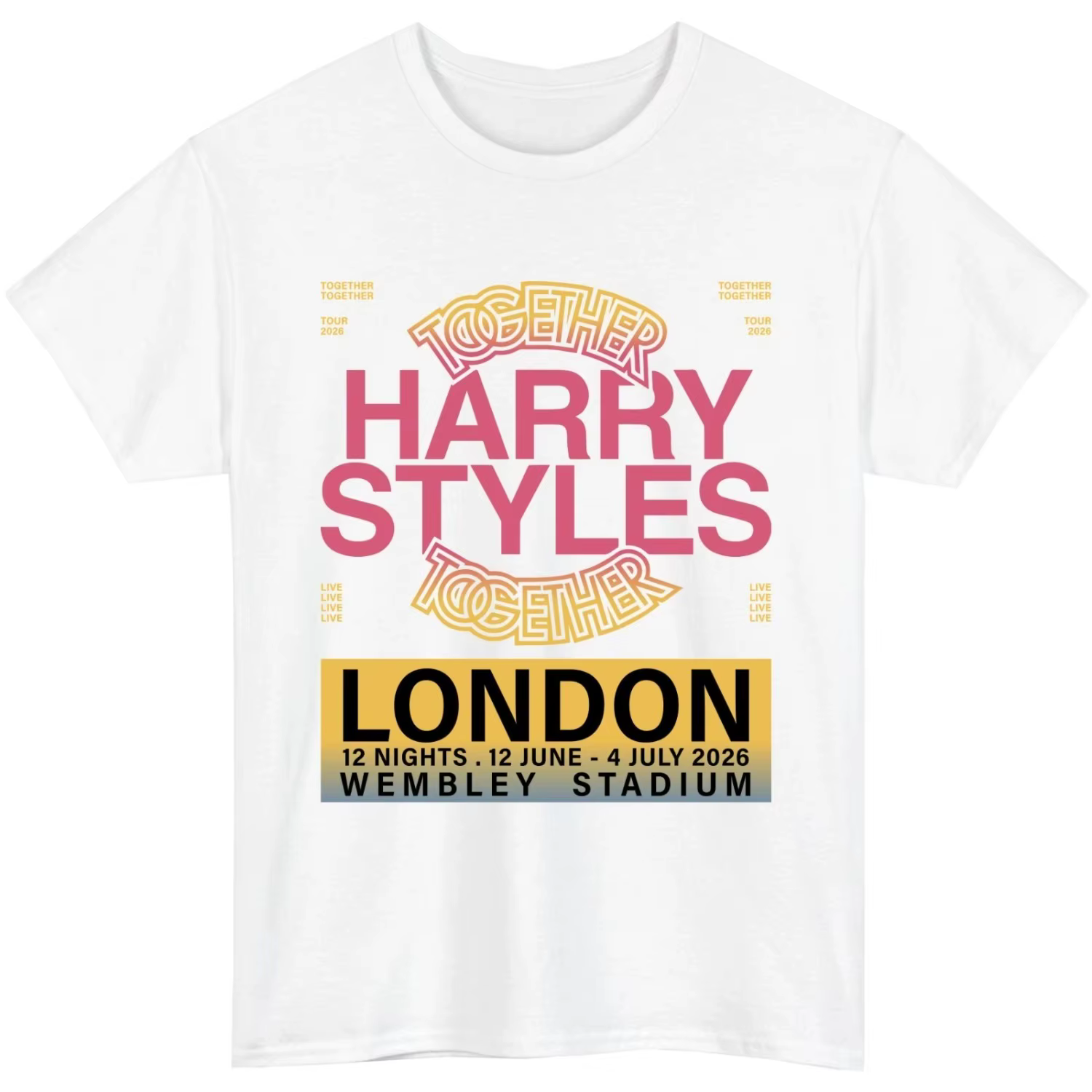 T-shirt de concert Harry Styles Together Tour 2026 Londres Wembley pour hommes et femmes, tee-shirt 
