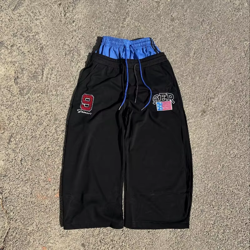 Pantalon décontracté streetwear rétro pour homme, design double taille, style hip-hop gothique Haraj