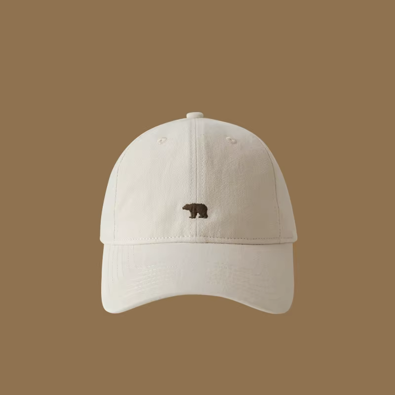 Casquette de baseball brodée ours polaire, chapeau rétro à large bord, casquette unisexe à bec de ca