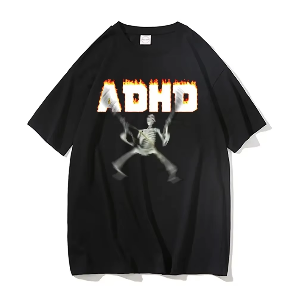 Adhd squelette Meme T-shirts classique Vintage Humor horreur drôle crâne t-shirt hommes femmes décon