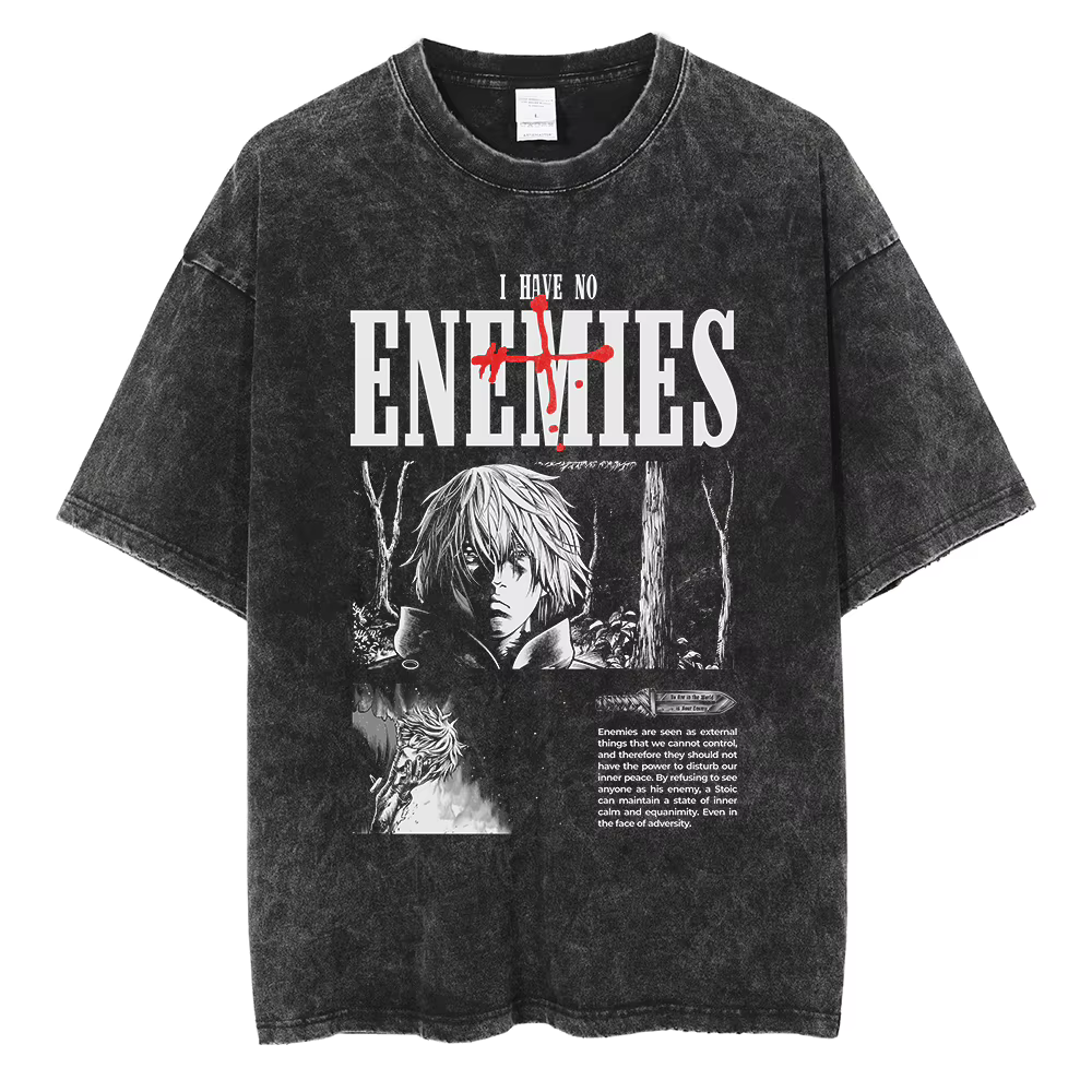 VINLAND SAGA-T-shirt en coton délavé pour hommes et femmes, T-shirt manga, T-shirt à manches courtes