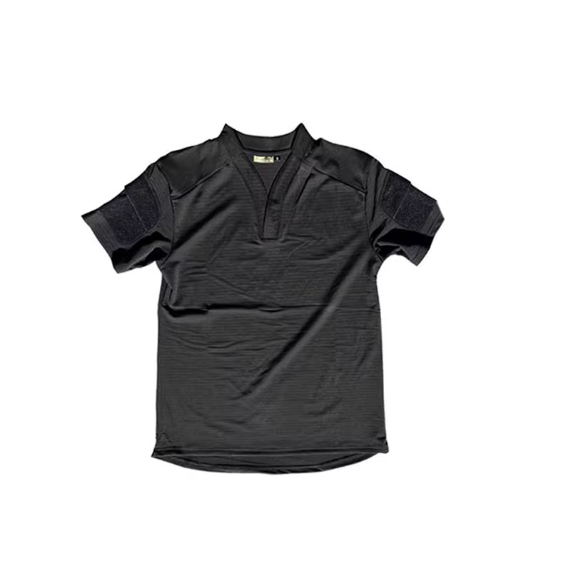 Chemise tactique à col en V à manches courtes, respirante et à séchage rapide, pour activités de ple