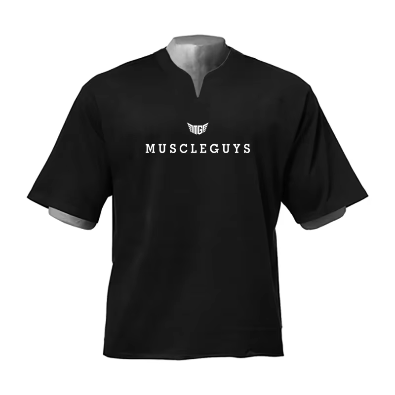 T-shirt d'été pour hommes, coupe ample, col en V, style hip-hop, pour la musculation, la gym, la mus