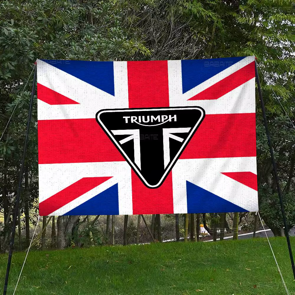 Drapeau DIY avec logo de moto T-Triumph, pour photo de groupe familial, décoration murale pour salon