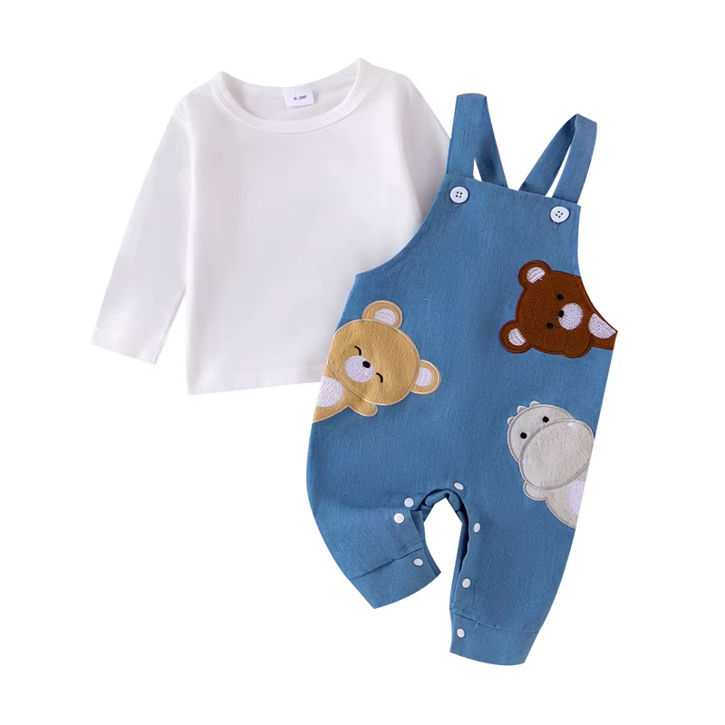 Pudcoco – tenue pour bébés filles et garçons, T-shirt à manches longues et col rond avec broderie d'