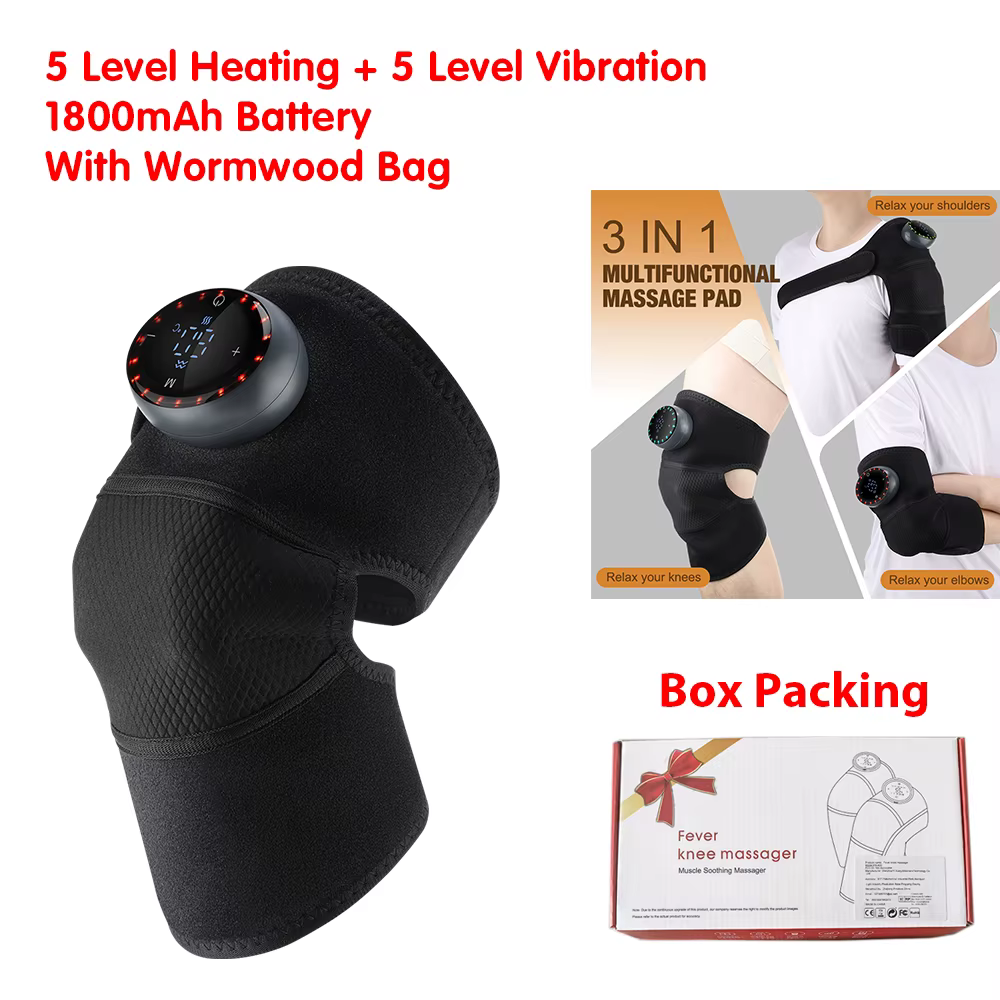 Masseur de genou Rechargeable, 3 vitesses, Massage par Vibration, attelle d'épaule réglable, coussin