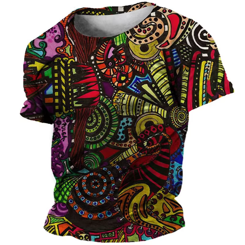 T-shirts graphiques Graffiti colorés mode d'été à manches courtes Hip Hop 3D imprimé T-shirts décont