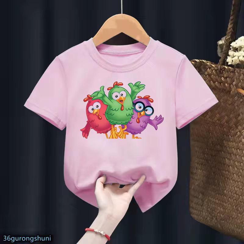 T-Shirt pour garçons/filles, dessin animé drôle, contos classiques Com A Galinha Pintadinha, vêtemen