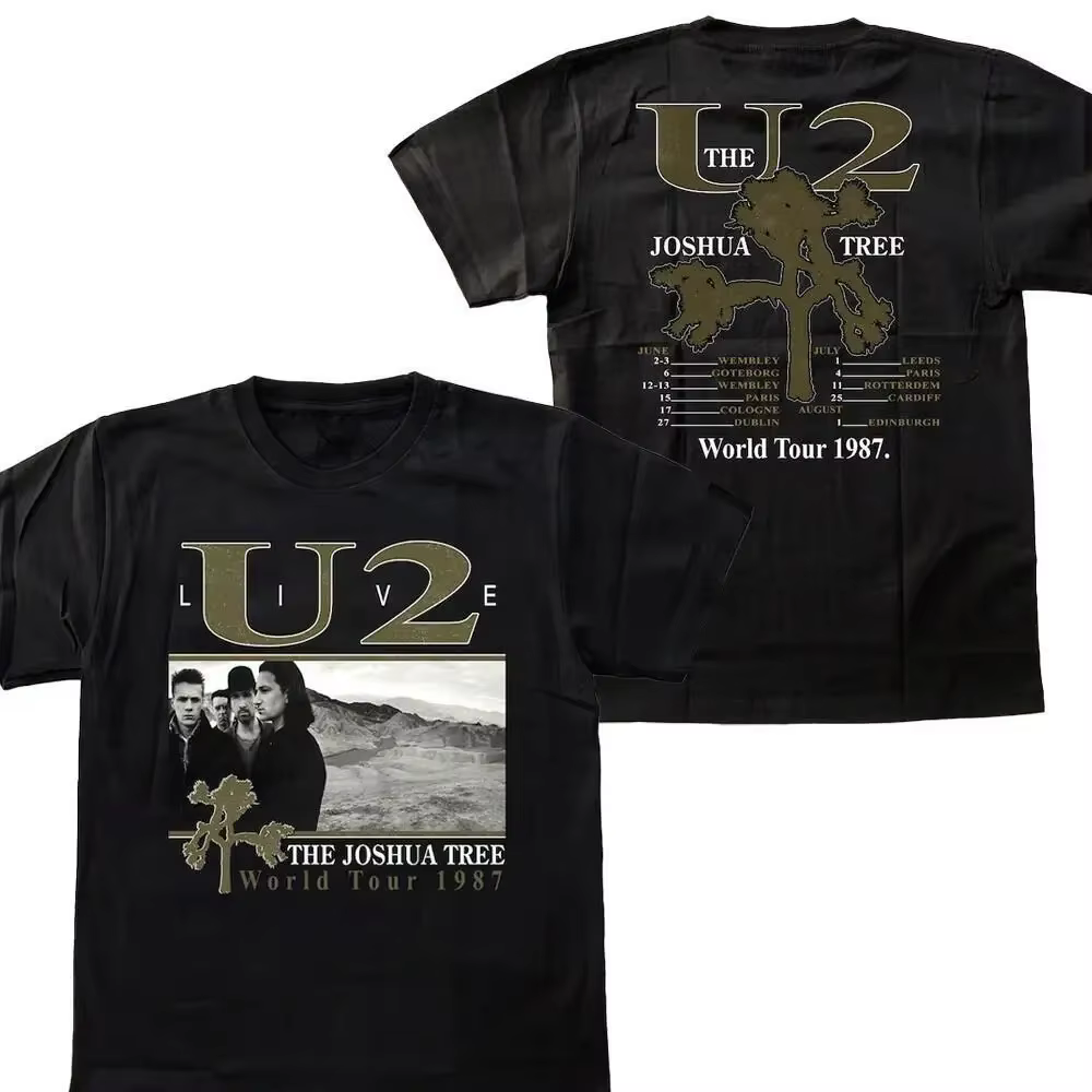 Vintage U2 Rock Band Live The Joshua Tree World Tour 1987 T-Shirt Fan Cadeau S-3XL