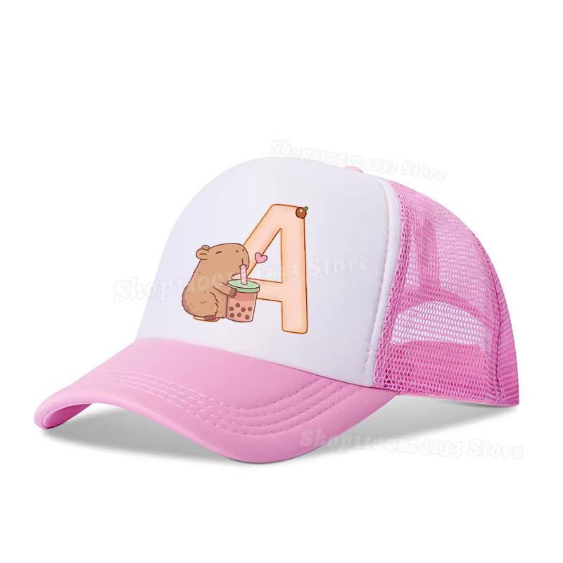 Capybara mignon casquette de Baseball fille femmes lettres A-Z Anime imprimé chapeau extérieur décon