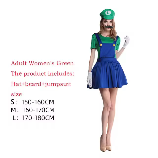 Déguisement de Luigi Deluxe pour Homme, Costume de Super Frères, Cosplay, Robe de Barrage, Tenue d'H