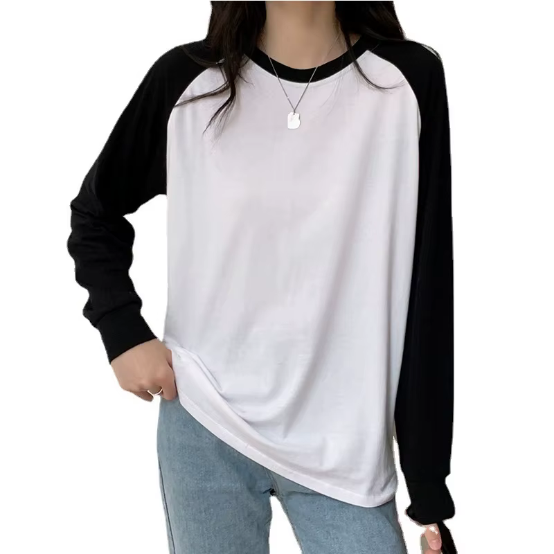 Femme décontracté à manches longues col rond T-Shirt femme régulière couleur unie T-Shirt toutes les