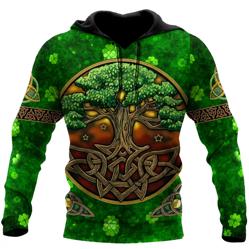 Sweat à Capuche pour Homme, Vêtement Streetwear Vert, Porte-Bonheur, Manteau à la Mode, Saint kk, Te