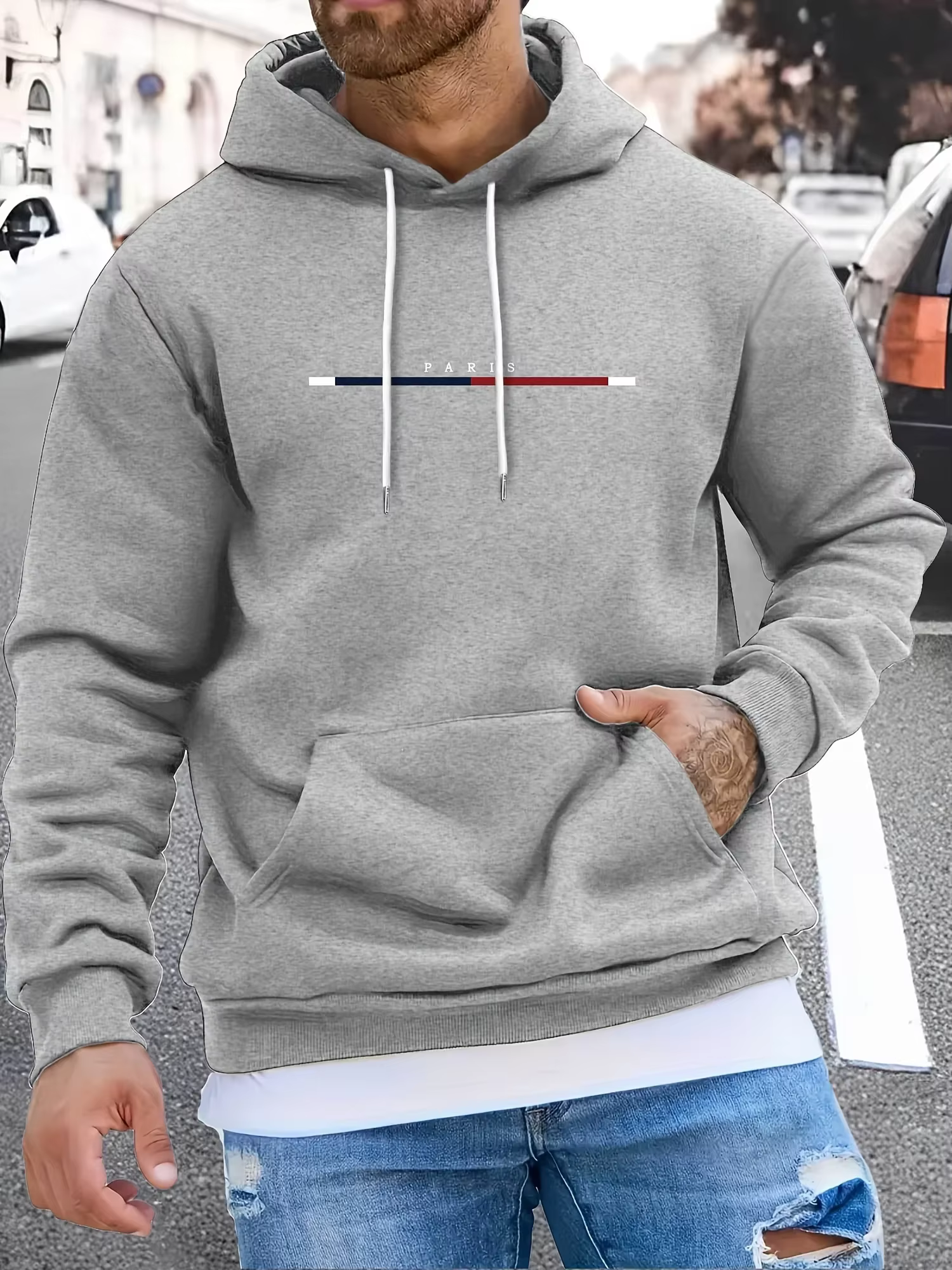 Sweat-shirt à capuche automne-hiver, imprimé Paris, polyvalent et confortable, tendance mode streetw