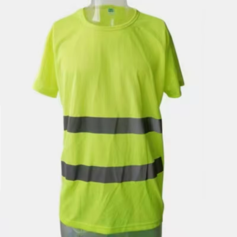 Nouveaux t-shirts fluorescents jaunes haute visibilité, t-shirt de sécurité réfléchissant, col rond,