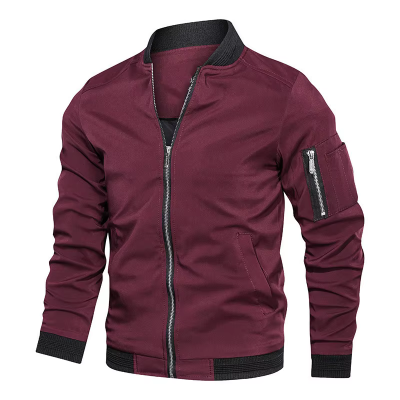 Veste bombardier légère et décontractée pour homme, coupe-vent de sport, manteau à fermeture éclair 