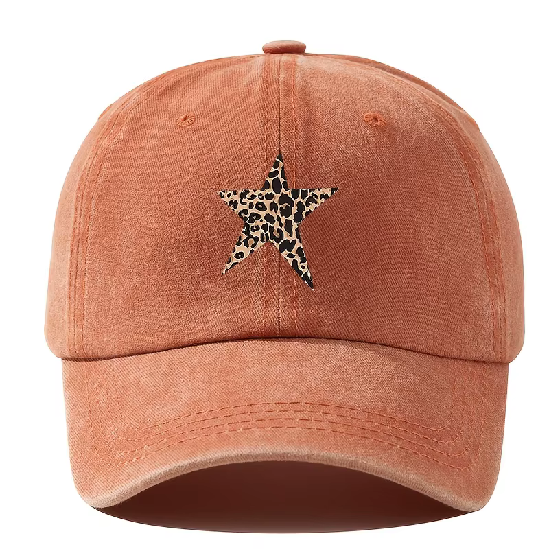 Casquette de baseball imitation rétro avec motif étoile imprimé léopard pour les loisirs, les voyage