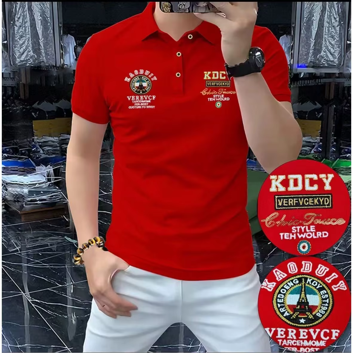 Nouveau T-shirt Polo Décontracté Brodé à Manches Courtes pour Homme, Respirant, Haut de Gamme, en So