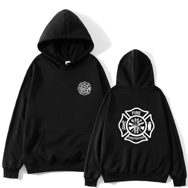Sweat à capuche Hip Hop pour hommes, équipe de sauvetage de pompier, pull décontracté, automne/hiver