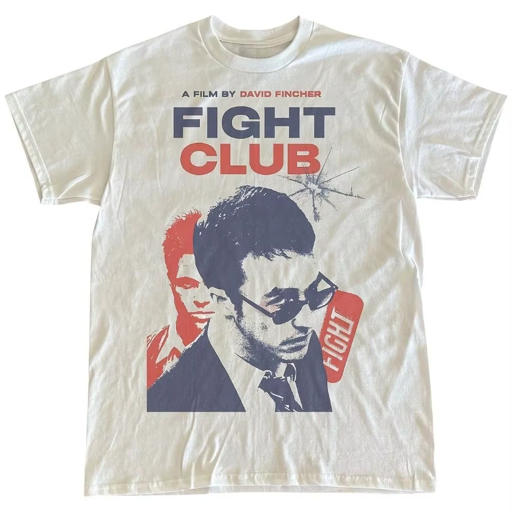 T-shirt rétro cinéma des années 90, motif vintage du film Fight Club, design de film de David Finche