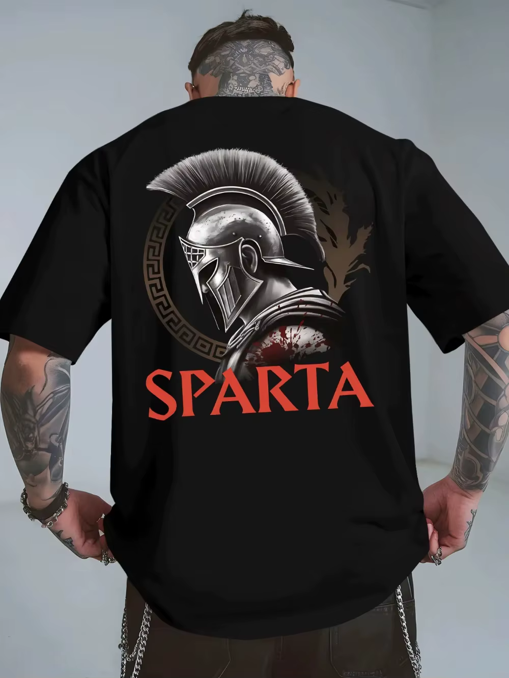 T-shirt de guerrier spartiate pour homme, casque spartiate, impression arrière SPARTA, 100% respiran
