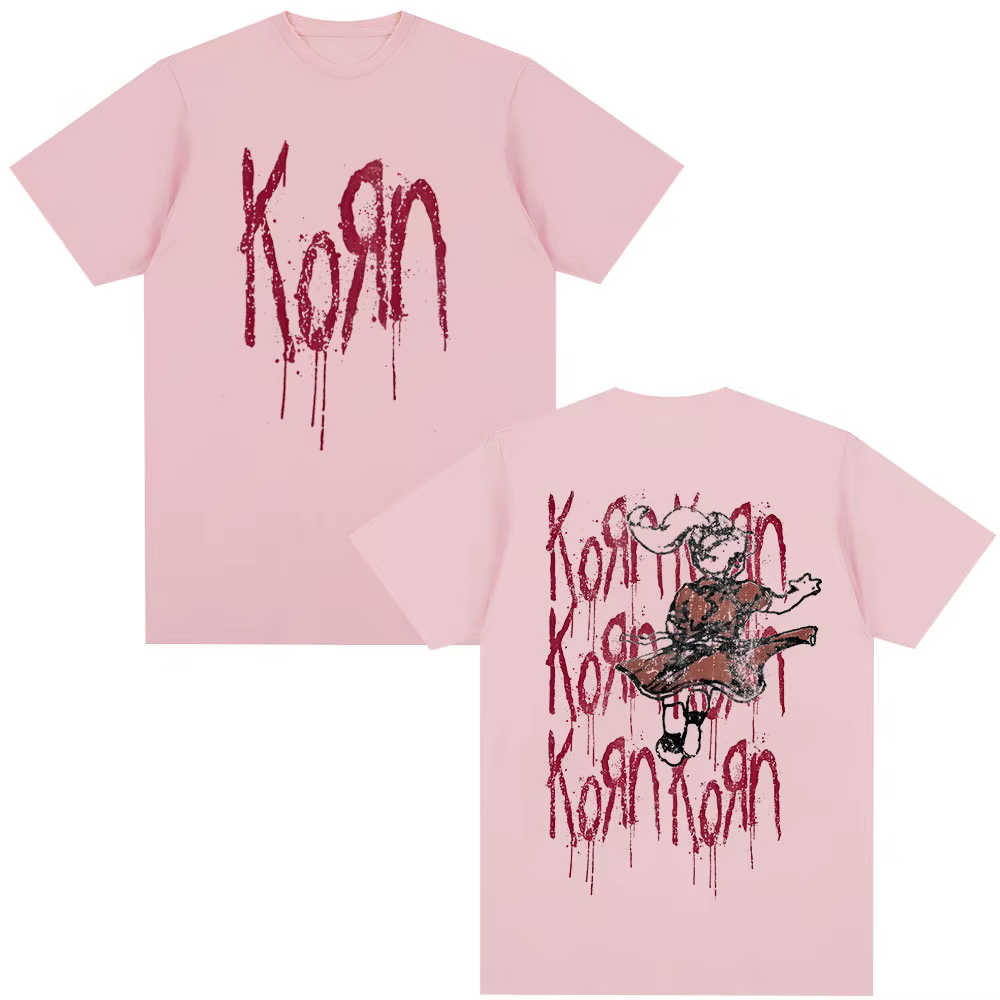 Korn Follow The Leader T-shirt Metal Gothic Rock Band Top Hommes Femmes Coton Casual Y2K T-shirt à m