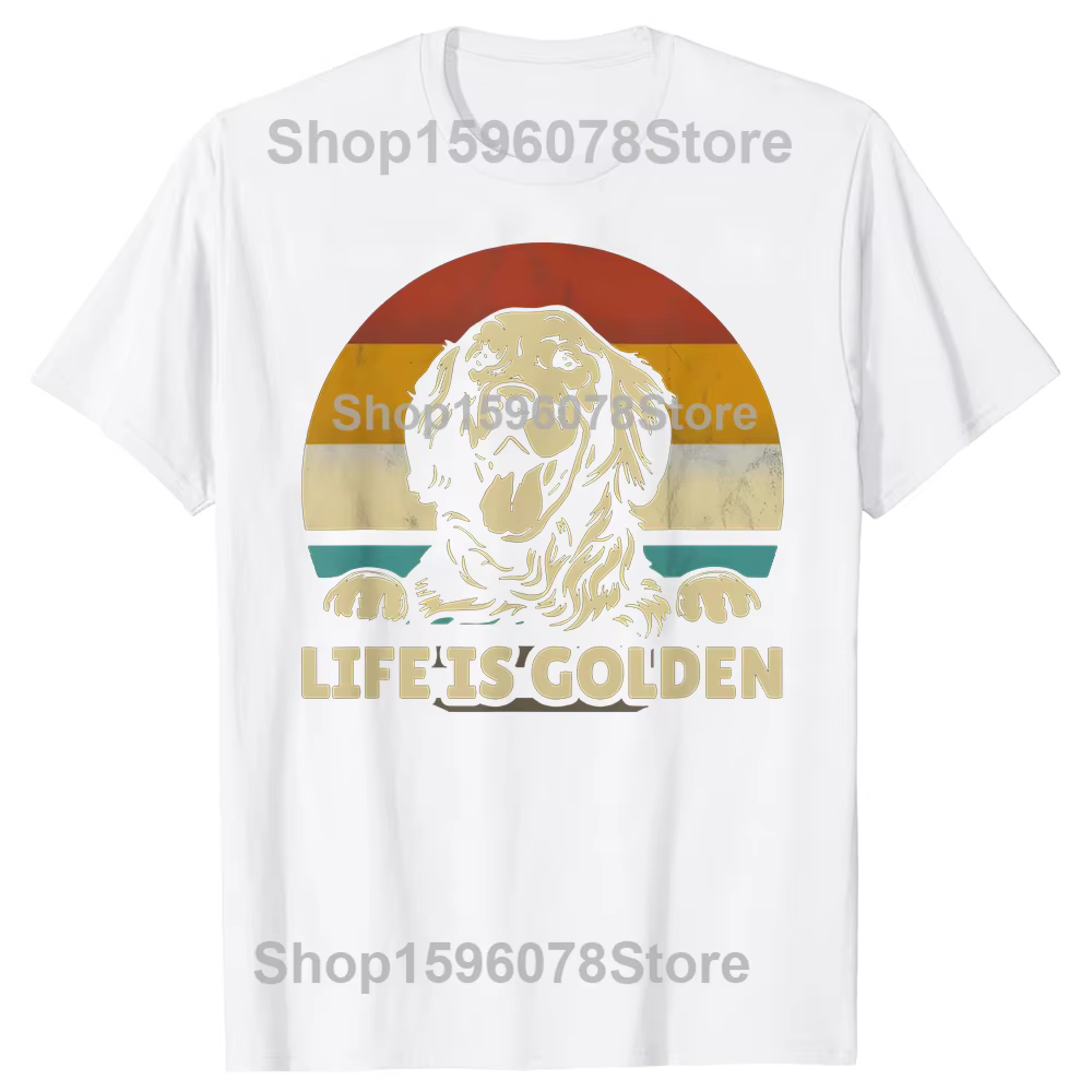 Golden Retriever chien la vie est dorée graphique T-shirts hommes femmes mode t-shirt style décontra