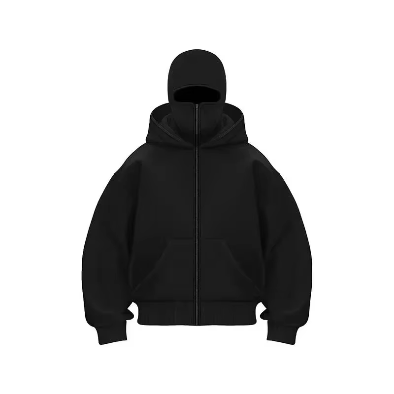 Cagoule à capuche zippée pour homme, sweat-shirt chaud et décontracté, Y2K, avec masque facial à cap