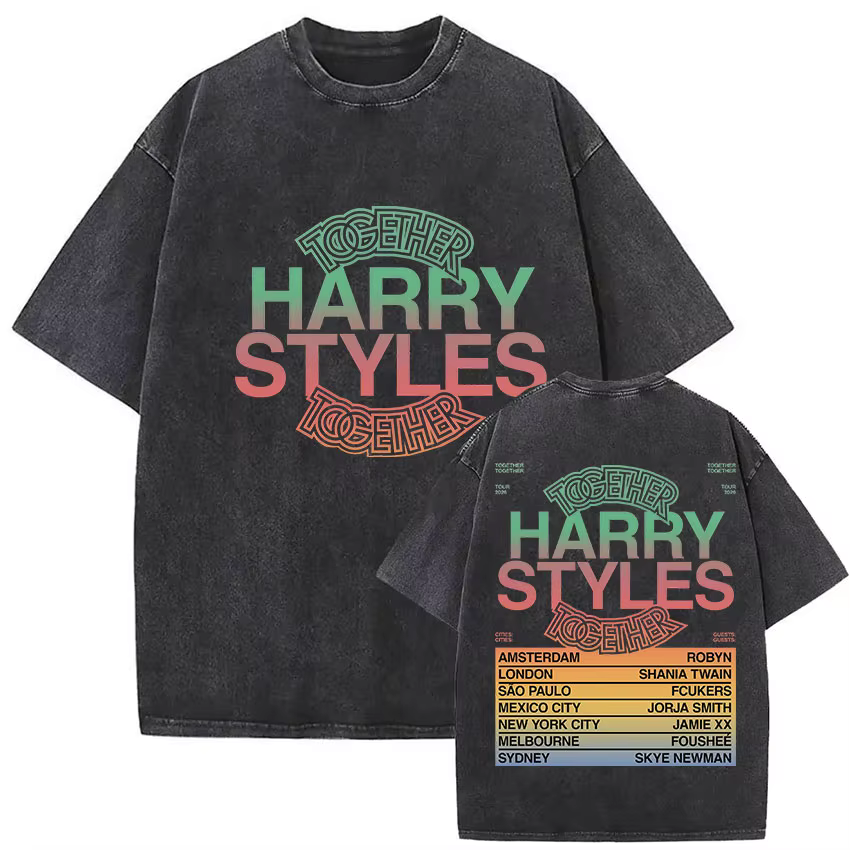 T-shirt vintage délavé Harry Styles « Together » Tour 2026 pour hommes et femmes, mode pop musicale,