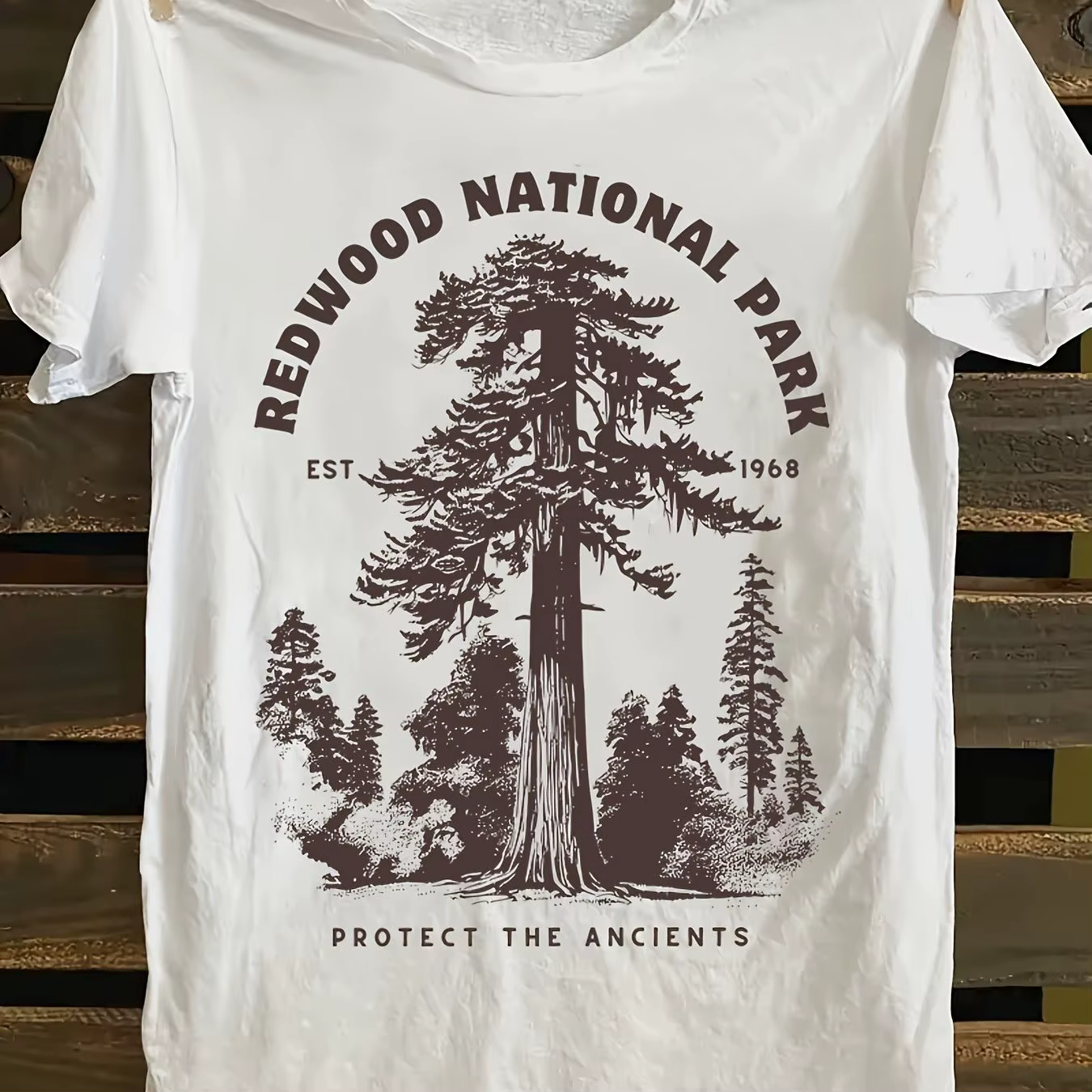 T-shirt Parc National de Yosemite, motif arbre séquoia vintage, doux, respirant, manches courtes, co