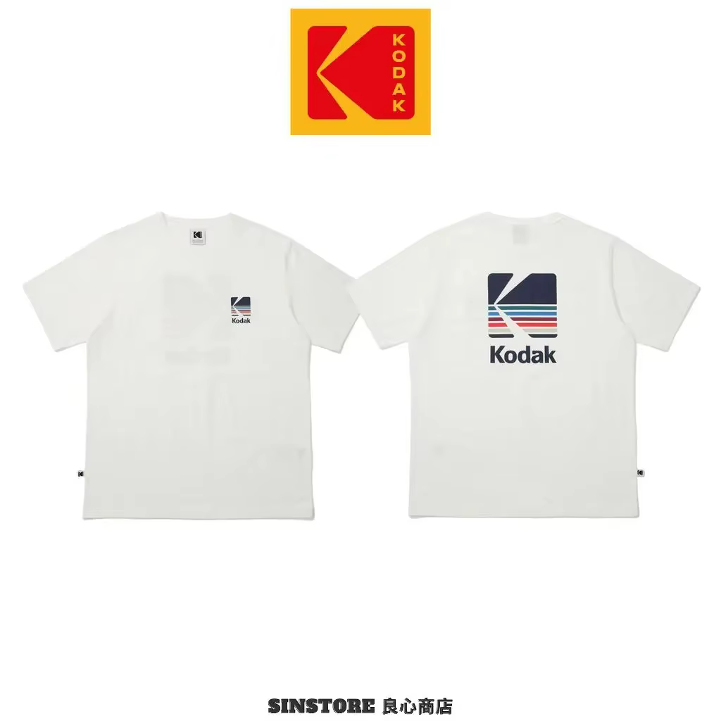 T-shirt avec logo simple inspiré de Kodak pour hommes et femmes, décontracté, imprimé rétro, en coto