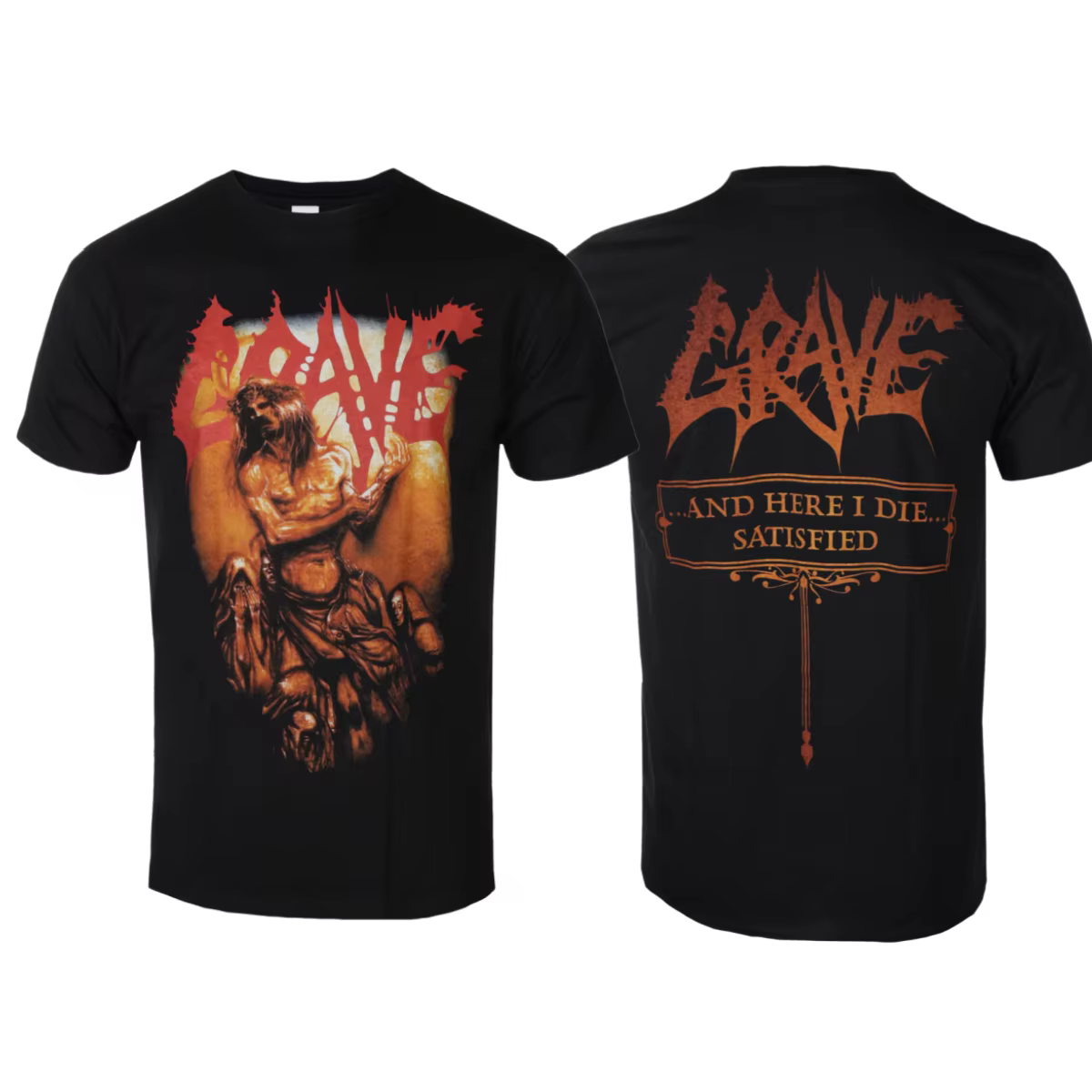 GRAVE - ET C'EST ICI QUE JE ME MOURS… T-shirt imprimé motif SATISFIED, 100% coton, unisexe, été, nou
