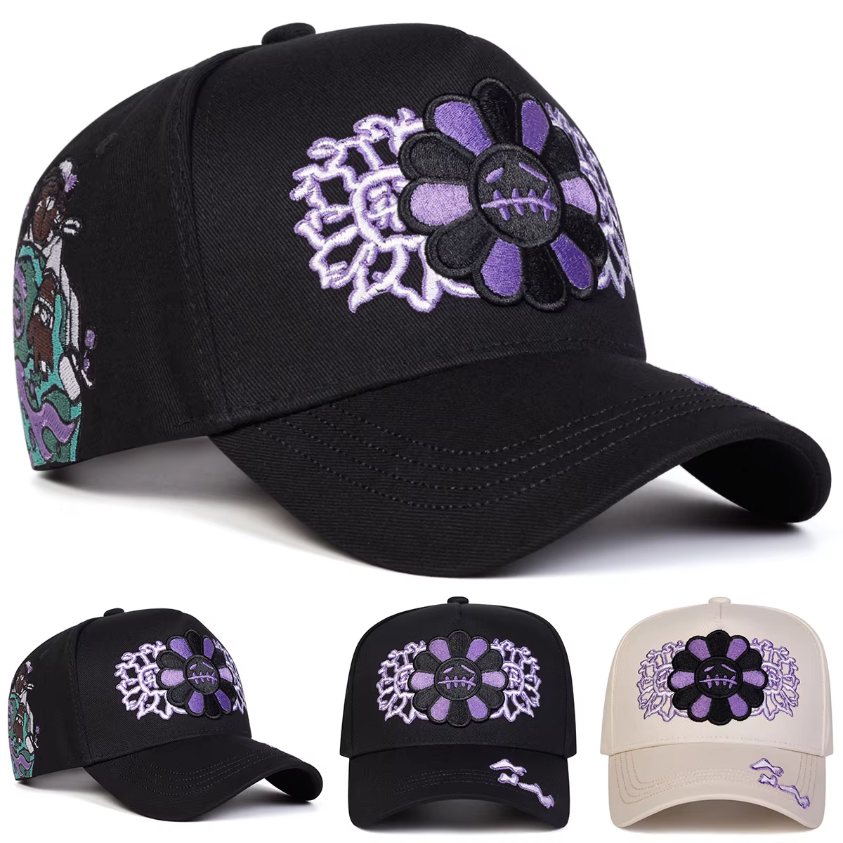 Casquettes de baseball unisexes brodées tournesol, ajustables, décontractées, pour le printemps et l