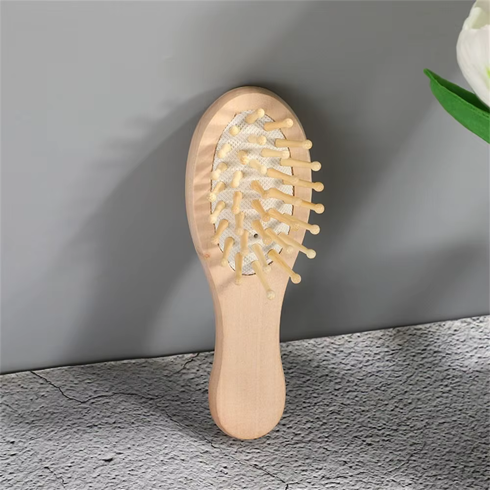 Brosse démêlante en bambou à coussin d'air pour le soin du cuir chevelu, accessoires de barbier pour