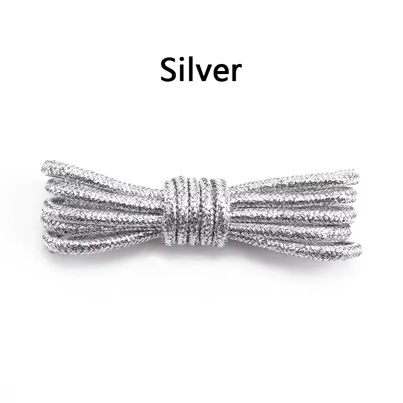 Lacets ronds à paillettes pour baskets, tendance, blanc brillant, coloré, Lurex, blanc, sport décont