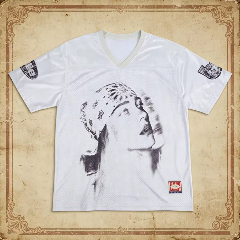 T-shirt en jersey imprimé portrait Eilish 2026, maille respirante, manches courtes, style décontract