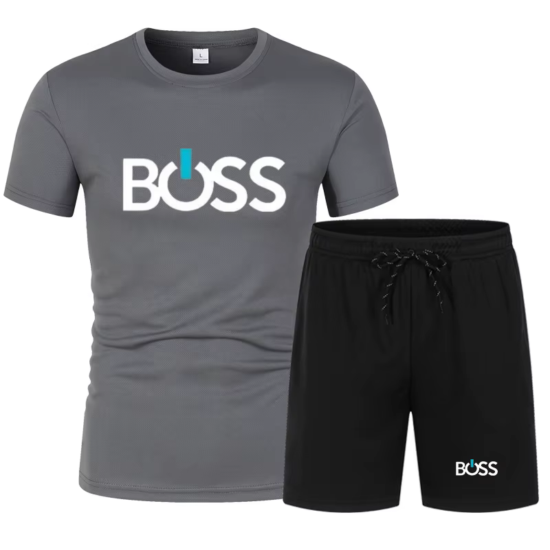 Ensemble deux pièces décontracté et tendance pour homme, collection été 2026 : T-shirt à manches cou