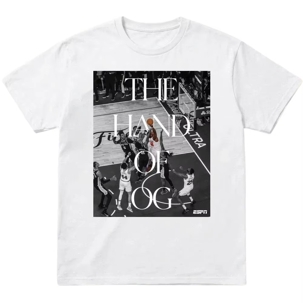 Nouveau T-shirt 2026 The Hand Of OG Knicks Vs Spurs pour les fans, homme et femme, 100% coton, mode 