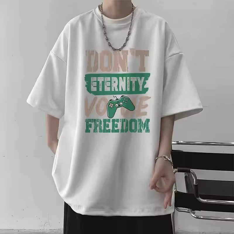T-shirt pour homme, décontracté d'été, à manches courtes, streetwear, coupe oversize ample, col rond
