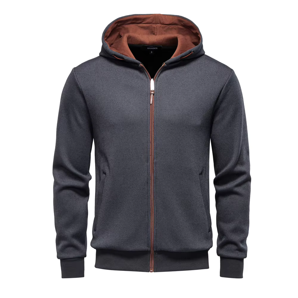 AIOPESON Y2K sweat à capuche zippé hommes couleur unie hiver chaud rétro Streetwear Design minimalis